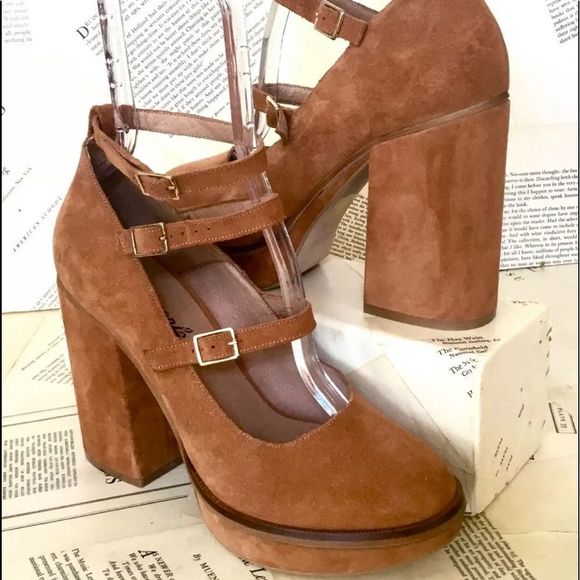 Free People Platform Strappy Suede Pump Shoes 40/9 - Picture 1 of 7